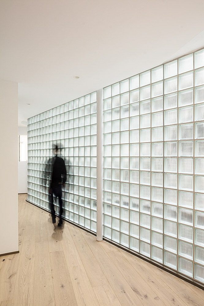 Glass Block Wall Interior at Santa Clara Housing in Girona, Spain