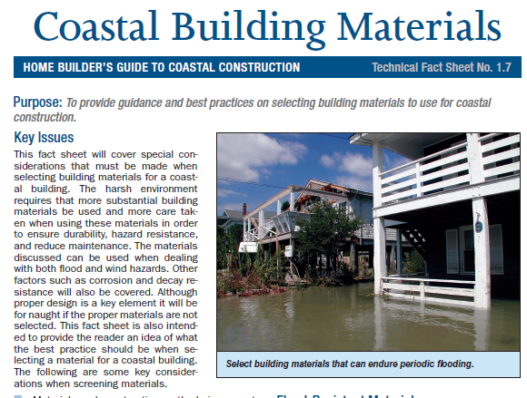 FEMA P-499 Technical Fact Sheet-1.7 Coastal Building Materials