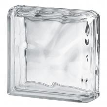  Basic Line curved double-end blocks of Wave-patterned clear glass block 19x19x5 